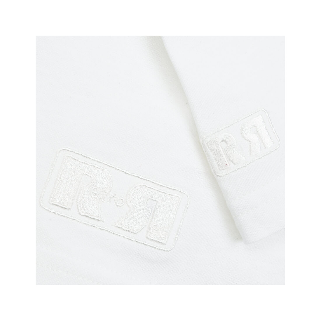 Men's White Supima Cotton T-shirt Retro Red Embroideries