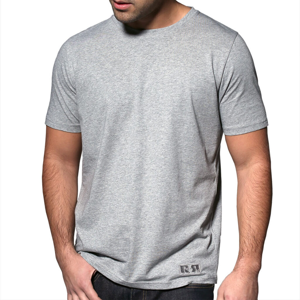 Men's Grey T-shirt | Melange Grey Cotton T-shirts | Retro Red